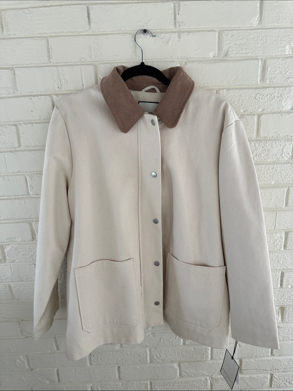 NWT Bagatelle Collection Off White Cream Utility Barn Chore Canvas Jacket L